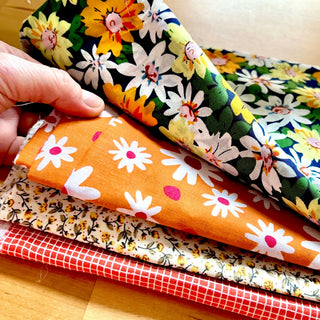 Handmade Dog collar fabrics, Orange with white flowers