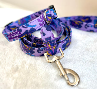 Lilac Lavender Paisley Dog Collar 3 - Hippytails