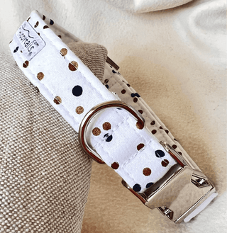 Christmas Gold Polka Dot Dog Collar 4 - Hippytails