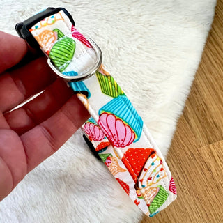Dog collar cupcakes print, party dog collar, blue dog collar cupcakes, dog collar birthday, multicoloured dog collar, optional dog lead