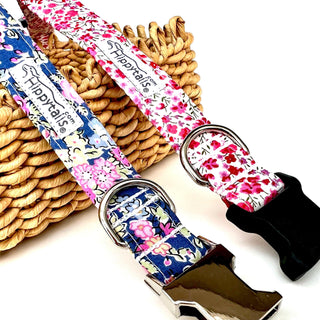 Liberty dog collar delicate pink flowers, pink floral Liberty dog collar, Liberty Phoebe pink dog collar, optional dog lead