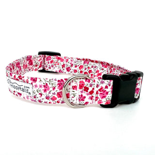 Liberty dog collar delicate pink flowers, pink floral Liberty dog collar, Liberty Phoebe pink dog collar, optional dog lead