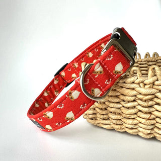 Rusty red dog collar with acorn print, rusty red acorn dog collar, autumn dog collar, fall unisex dog collar, optional lead available