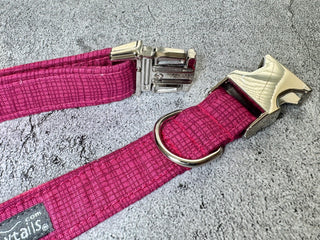 Hot Pink Checked Dog Collar