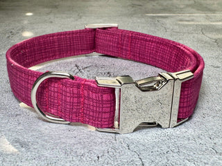 Hot Pink Checked Dog Collar