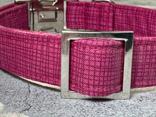 Hot Pink Checked Dog Collar