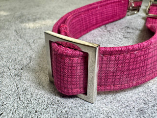 Hot Pink Checked Dog Collar