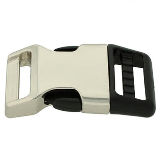 Hybrid Side release chrome metal and black plastic for dog collars