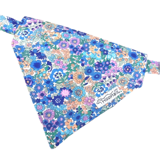 Handmade Blue Flowers Fabric Dog Bandana