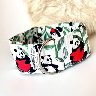 Martingale collar with panda print, Martingale Valentine's, greyhound collar, whippet collar, sighthound collar, 40mm, 50mm wide dog collar