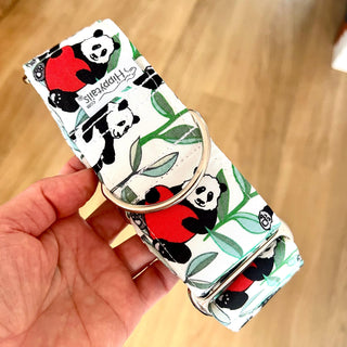 Martingale collar with panda print, Martingale Valentine's, greyhound collar, whippet collar, sighthound collar, 40mm, 50mm wide dog collar