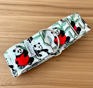 Martingale collar with panda print, Martingale Valentine's, greyhound collar, whippet collar, sighthound collar, 40mm, 50mm wide dog collar