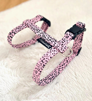 Cat Harness Pink Leopard Print, Optional Lead