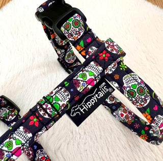 Cat harness Mexican skulls, cat harness mini Calaveras, Halloween cat harness, optional lead