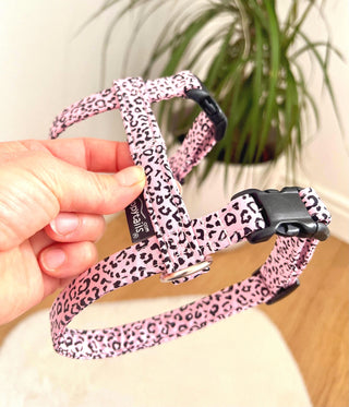 Cat Harness Pink Leopard Print, Optional Lead