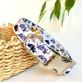 Blue Umbrellas Dog Collar 4 - Hippytails