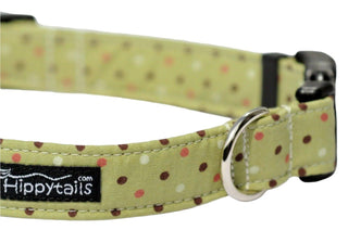 Olive Green Polka Dot Dog Collar 3 - Hippytails