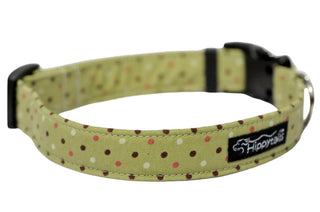 Olive Green Polka Dot Dog Collar 5 - Hippytails