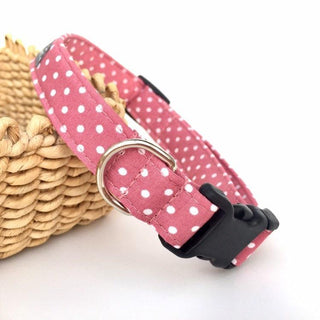 Dusky Pink Polka Dot Dog Collar 3 - Hippytails