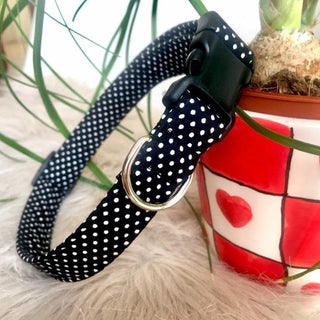 Black Polka Dot Dog Collar 5 - Hippytails