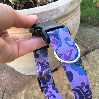 Lilac Lavender Paisley Dog Collar 4 - Hippytails