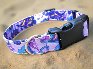 Lilac Lavender Paisley Dog Collar 6 - Hippytails