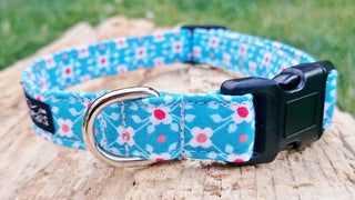 Turquoise Geometric Designer Dog Collar 1 - Hippytails