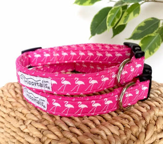 Flamingo Dog Collar in Pink or White 3 - Hippytails