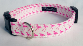 Flamingo Dog Collar in Pink or White 5 - Hippytails