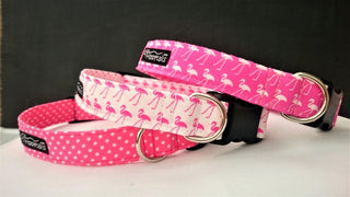 Flamingo Dog Collar in Pink or White 7 - Hippytails