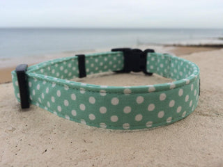 Red, Grey or Mint Green Polka Dot Dog Collar 6 - Hippytails