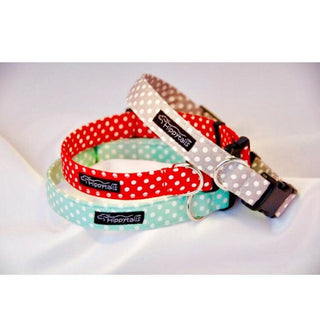 Red, Grey or Mint Green Polka Dot Dog Collar 7 - Hippytails