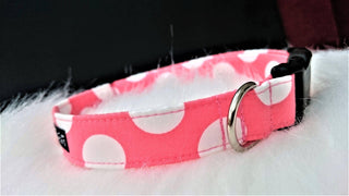 Salmon Pink Large Polka Dot Dog Collar 1 - Hippytails