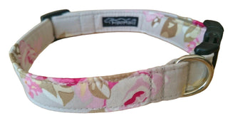 Pink and Grey Vintage Rose Dog Collar 3 - Hippytails