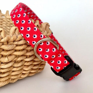 Red Daisies Dog Collar 5 - Hippytails