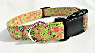 Spring Green Vintage Rose Dog Collar 1 - Hippytails