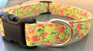 Spring Green Vintage Rose Dog Collar 3 - Hippytails