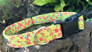 Spring Green Vintage Rose Dog Collar 4 - Hippytails