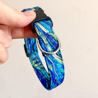 Turquoise Metallic Dog Collar 3 - Hippytails