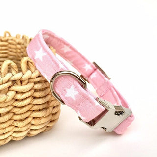 Light Pink Stars Dog Collar 4 - Hippytails