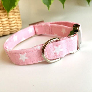 Light Pink Stars Dog Collar 6 - Hippytails