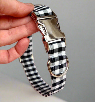 Black and White Gingham Dog Collar 4 - Hippytails