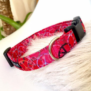 Hippies Peace Pink and Red Dog Collar 2 - Hippytails