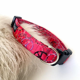 Hippies Peace Pink and Red Dog Collar 3 - Hippytails