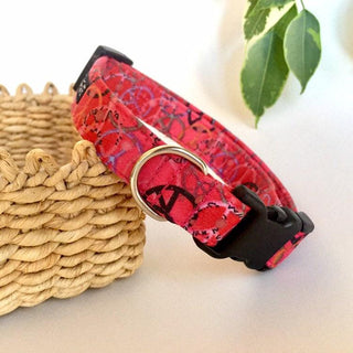 Hippies Peace Pink and Red Dog Collar 4 - Hippytails