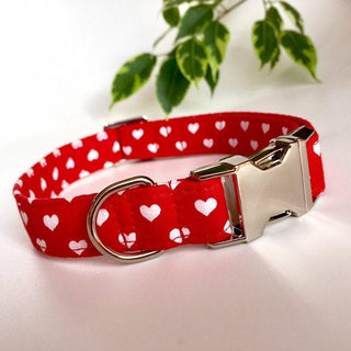 Big Red Hearts Dog Collar 9 - Hippytails