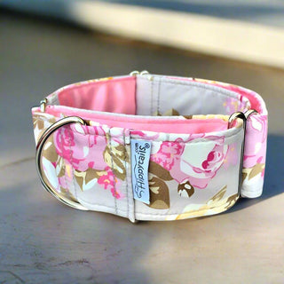 Pink Vintage Rose Martingale Collar 1 - Hippytails