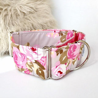 Pink Vintage Rose Martingale Collar 3 - Hippytails